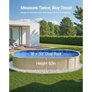 VEVOR Ελλειπτική Επένδυση Πισίνας 18x33ft Unibead για Ύψος Τοίχου 5...