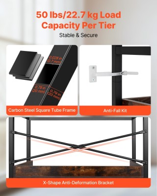 VEVOR Βιομηχανική Βιβλιοθήκη 6 Επιπέδων με Μεταλλικό Σκελετό - Ρουσ...