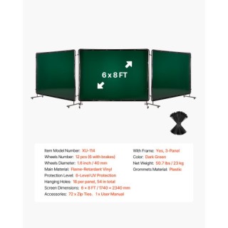 VEVOR Οθόνη Συγκόλλησης με Πλαίσιο, 3-Πάνελ από Ανθεκτικό Βινύλιο μ...