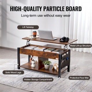 Τραπέζι Καφέ VEVOR με Ανασηκούμενη Επιφάνεια 41.7 Ορθογώνιο για Σαλ...