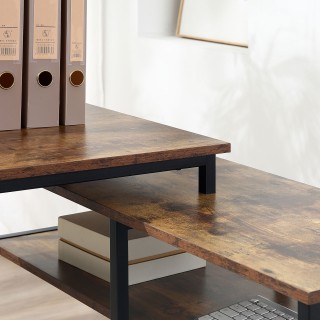 HOMCOM Γωνιακό Γραφείο με Ράφι 3 Επιπέδων σε Βιομηχανικό Στυλ, 135x...