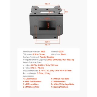 VEVOR Στήριγμα Βίντσι Ρυμουλκούμενου για Polaris Sportsman (2009+) ...