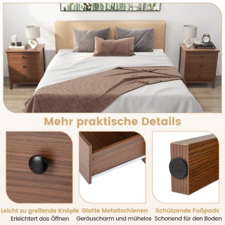 Costway  Κομοδίνο με Τρεις Συρτάρια για Boxspring Κρεβάτι, σε Διάστ...