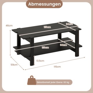 Τραπεζάκι Καφέ με Διπλό Χώρο Αποθήκευσης και Ανθεκτική Ξύλινη Κατασ...