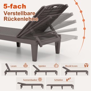 Costway Σετ 2 Ξαπλώστρες Κήπου 156 x 55 x 83 εκ  με Ρυθμιζόμενη Πλά...