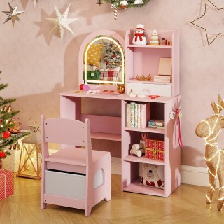 Costway Τουαλέτα Μακιγιάζ με Καρέκλα 103x77x30εκ - Ροζ/Λευκό TP10450PI Costway Τουαλέτα Μακιγιάζ με Καρέκλα 103x77x30εκ - Ροζ/Λευκό TP10450PI