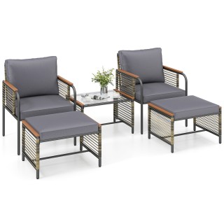 Costway Σετ Έπιπλα Κήπου από Ρατάν: Περιλαμβάνει 2 Καρέκλες με Μαξι...