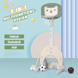 Costway Σετ Μπάσκετ 3-σε-1 για Μικρά Παιδιά με Ρυθμιζόμενο Ύψος - Π...