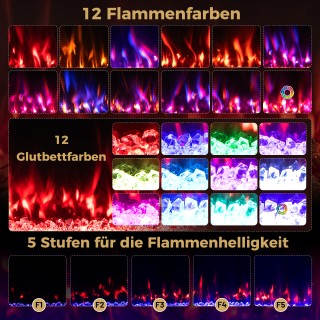 Costway 50 Ηλεκτρικό Τζάκι με Θέρμανση 750W/1500W Εντοιχισμένο Τζάκ...