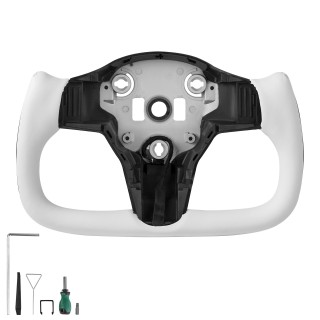 VEVOR Τιμόνι Carbon Fiber D-Shape Θερμαινόμενο, Δερμάτινη Αντιολισθ...