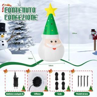 BAKAJI Φουσκωτός Άγιος Βασίλης XXL Διακόσμηση με LED Χριστουγεννιάτ...