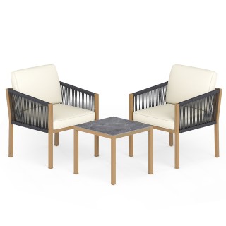 Costway Σετ Μπιστρό 3 Τεμαχίων από Πλεκτό Σχοινί με Μαξιλάρια για Μ... Costway Σετ Μπιστρό 3 Τεμαχίων από Πλεκτό Σχοινί με Μαξιλάρια για Μ...