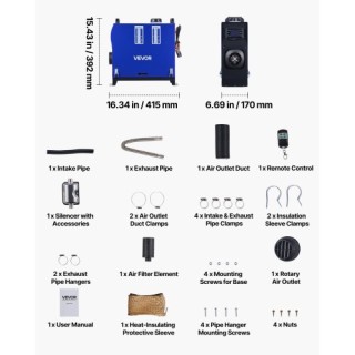 VEVOR Φορητός Πετρελαιοθερμαντήρας 8KW, 12V/24V με Τηλεχειριστήριο ...