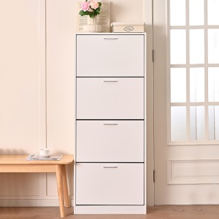 BAKAJI  Ντουλάπα παπουτσιών 4 φύλλων με ράφια διπλού βάθους, λευκό ...