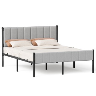 VASAGLE Διπλό Κρεβάτι  με Επένδυση Κεφαλαριού και Χάλκινες Λωρίδες,...