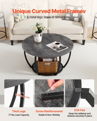 VEVOR Στρογγυλό Μοντέρνο Τραπεζάκι Καφέ με Ανοιχτή Αποθήκευση, Ξύλι... VEVOR Στρογγυλό Μοντέρνο Τραπεζάκι Καφέ με Ανοιχτή Αποθήκευση, Ξύλι...