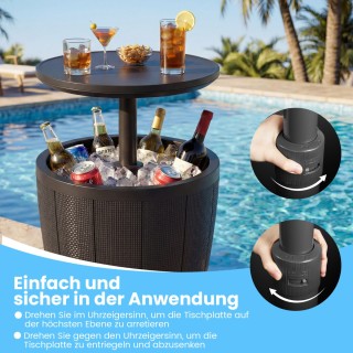 Costway Ρυθμιζόμενο Υπαίθριο Κοκτέιλ Τραπέζι με Ψυγείο Ποτών 38L, Α...