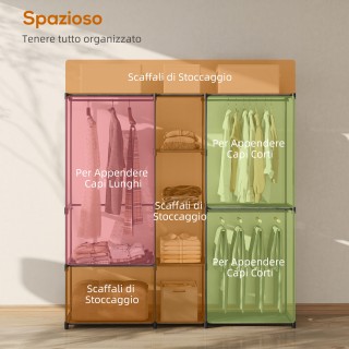 HOMCOM Ντουλάπα Φορέματος από Ύφασμα με 8 Ράφια και 3 Κρεμάστρες, 1... HOMCOM Ντουλάπα Φορέματος από Ύφασμα με 8 Ράφια και 3 Κρεμάστρες, 1...