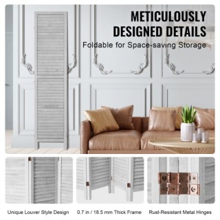 VEVOR Ξύλινο Διαχωριστικό Δωματίου 4 Πάνελ (Ανοιχτό Γκρι) MZPFBS4MB...