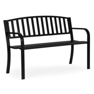 MULTIGARDEN Μεταλλικό παγκάκι κήπου με πλάτη 120x50 εκ. μαύρο, τύπο...