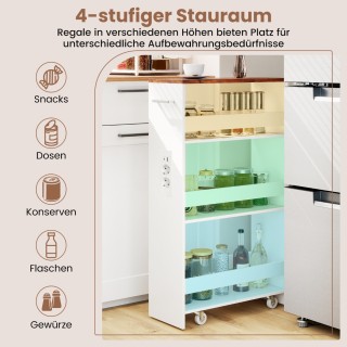 Costway Λεπτό Trolley  Αποθήκευσης με Σταθμό Φόρτισης 80,5 x 20 x 4...