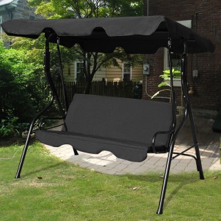 Costway Τριθέσια κούνια κήπου με σκίαστρο Μαύρο 170 x 110 x 153 εκ... Costway Τριθέσια κούνια κήπου με σκίαστρο Μαύρο 170 x 110 x 153 εκ...