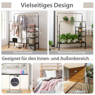 Costway Κρεμάστρα ρούχων με 2 ράβδους ρούχων, απλώστρα σε ροδάκια, ... Costway Κρεμάστρα ρούχων με 2 ράβδους ρούχων, απλώστρα σε ροδάκια, ...