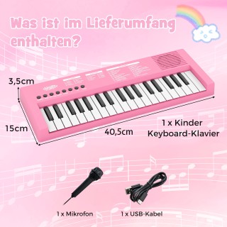 Costway Παιδικό Πληκτρολόγιο Πιάνου 37 Πλήκτρων Φορητό Ηλεκτρονικό ...