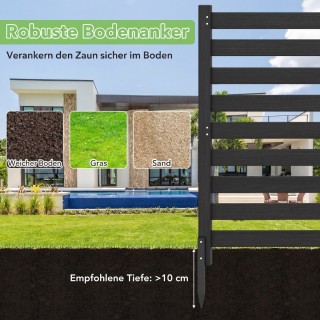 Costway Διακοσμητικός Φράχτης Κήπου 2 Τεμαχίων με Ξύλινους Στύλους,...