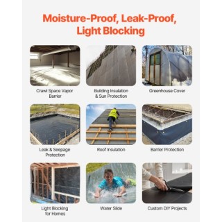 VEVOR Πλαστικό Φύλλο 10Mil 20x100 FT Βαρέως Τύπου Πολυαιθυλένιο Μαύ...