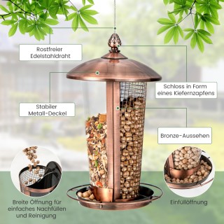 Costway  2-σε-1 Ανθεκτική Μεταλλική Ταΐστρα Πουλιών Εξωτερικού Χώρο...