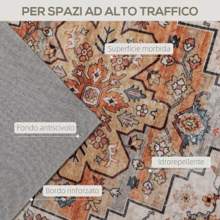 HOMCOM Μποέμ Αντιολισθητικό και Πλενόμενο Χαλί με Κοντό Πέλος για Σ...