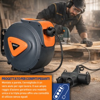 BAKAJI Περιστρεφόμενο Καλώδιο Ρεύματος 10 Μέτρων με Γωνία 180° και ...