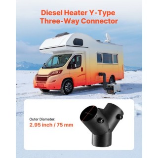 VEVOR Σύνδεσμος Θέρμανσης Ντίζελ 75mm, Αξεσουάρ 3 Δρόμων Y, για Σωλ...
