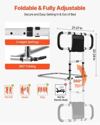 VEVOR Ρυθμιζόμενη Ράγα Κρεβατιού με Αντιολισθητική Λαβή για Ηλικιωμ... VEVOR Ρυθμιζόμενη Ράγα Κρεβατιού με Αντιολισθητική Λαβή για Ηλικιωμ...