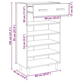 vidaXL Ρουστίκ Μοντέρνα Παπουτσοθήκη από Συνθετικό Ξύλο με Χωρητικό...