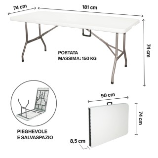 Galileo Πτυσσόμενο τραπέζι-βαλίτσα από ατσάλι και πολυαιθυλένιο 180...