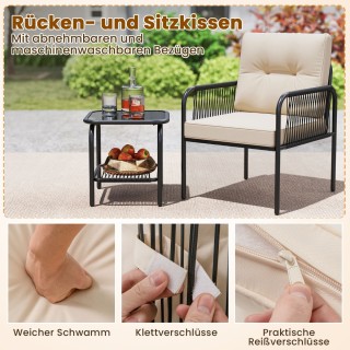 Costway Σετ Εξωτερικών Επίπλων 3 Τεμαχίων από PE-Rattan με Μαξιλάρι... Costway Σετ Εξωτερικών Επίπλων 3 Τεμαχίων από PE-Rattan με Μαξιλάρι...