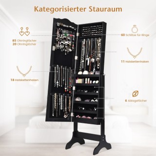 Κοσμηματοθήκη με Ολόσωμο Καθρέφτη και Κλειδαριά 45 x 37 x 160cm Μαύ...