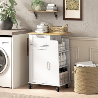 HOMCOM Κουζινικό Τρόλεϊ με Συρτάρι, Ντουλάπι, Κρεμάστρα Πετσετών κα...