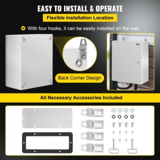 VEVOR NEMA Χαλύβδινο Κουτί 20x16x10 NEMA 4X, IP66 Αδιάβροχο & Ανθεκ...