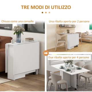 HOMCOM  Πτυσσόμενο Τραπέζι Εξοικονόμησης Χώρου με 2 Πτυσσόμενα Φύλλ...