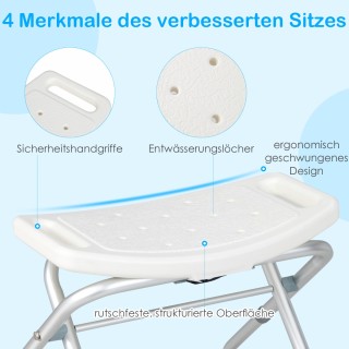 Costway  Πτυσσόμενη Καρέκλα Μπάνιου για Ηλικιωμένους και Άτομα με Π...