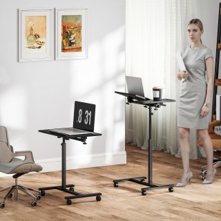 HOMCOM Ιδιαίτερο Τραπεζάκι Καναπέ C με Ρόδες, Μαύρο, 60x40 εκ. 838-...