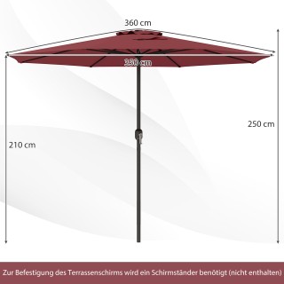 Costway Ομπρέλα Κήπου 350 cm με Μανιβέλα, 8 Ακτίνες, Κόκκινη, 250 x... Costway Ομπρέλα Κήπου 350 cm με Μανιβέλα, 8 Ακτίνες, Κόκκινη, 250 x...