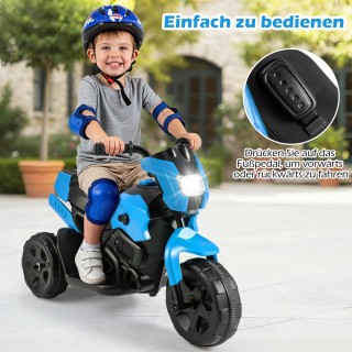 Costway Ηλεκτρική Παιδική Μηχανή 3 Τροχών 6V με LED Φανάρια και Ποδ...