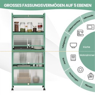 Costway  Πολυλειτουργική Πράσινη Ραφιέρα με Ρόδες και Ανοιγόμενες Π...