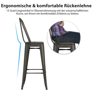 Costway Σετ 4 Μεταλλικές Καρέκλες Εστιατορίου με Αποσπώμενη Πλάτη &...