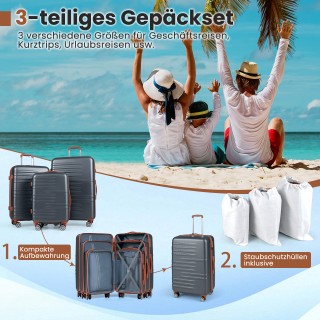 Costway Σετ Βαλίτσες 3 Τεμαχίων Σκληρού Κελύφους με Κλειδαριά TSA, ...