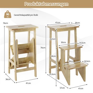 Costway Τρίπατη Σκάλια Αναδιπλούμενη με Περιστρεφόμενα Σκαλιά και Λ...